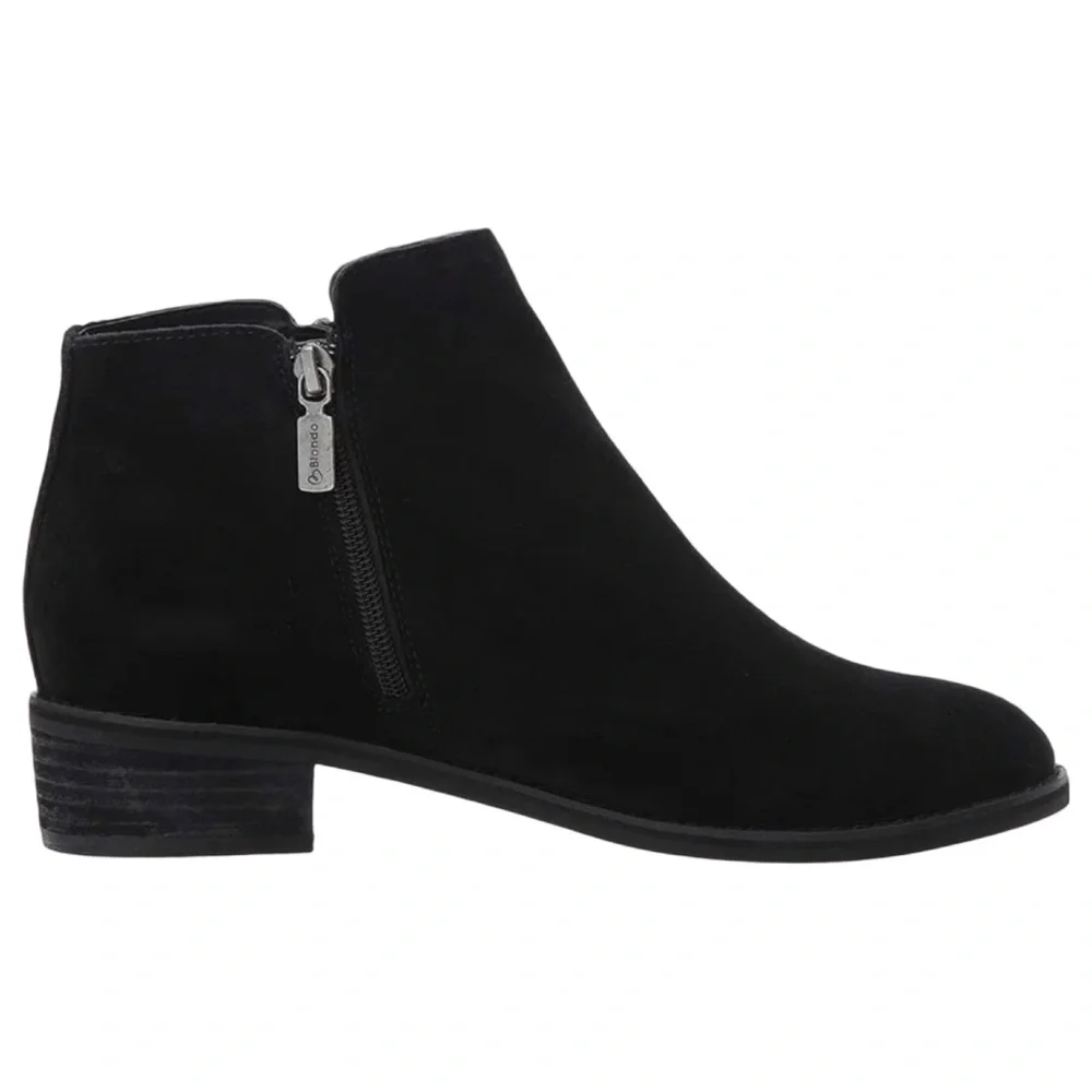 Blondo Women’s Black Suede Liam Ankle Booties‎ Double Zip Waterproof Size 6.5